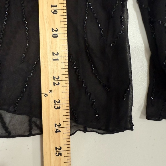 NWT Laurence Kazar Women’s Black 100% Silk Beaded Open Front Cardigan  Size 10 - Picture 7 of 7